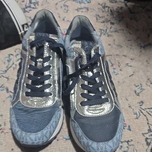 Michael Kors Navy and Metallic Athletic Shoes